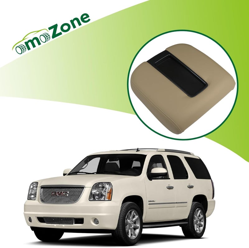 omoZone Floor Center Console Armrest Lid Assembly Carbon Fiber Beige Compatible with 2007-2014 Chevrolet Chevy Avalanche Silverado Suburban Tahoe GMC Sierra Yukon XL Replaces 15217111 - Image 2